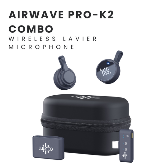 LUUCCO AirWave Pro-K2 wireless lavalier microphone for vlogging and interviews